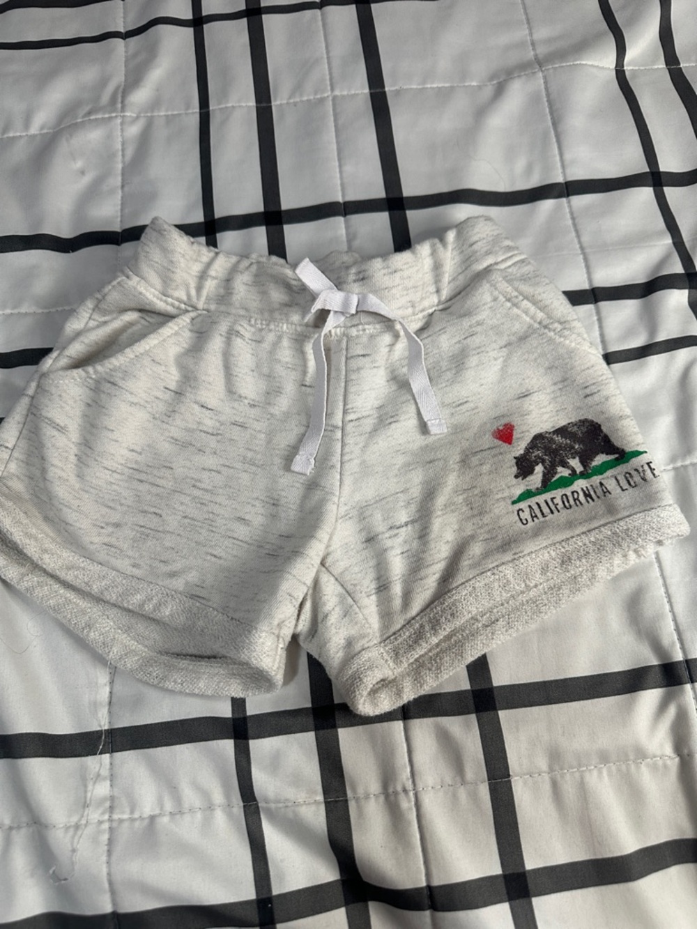 Reflex Kids Neutral Terry Shorts with Subtle Multicolor Bear Patch